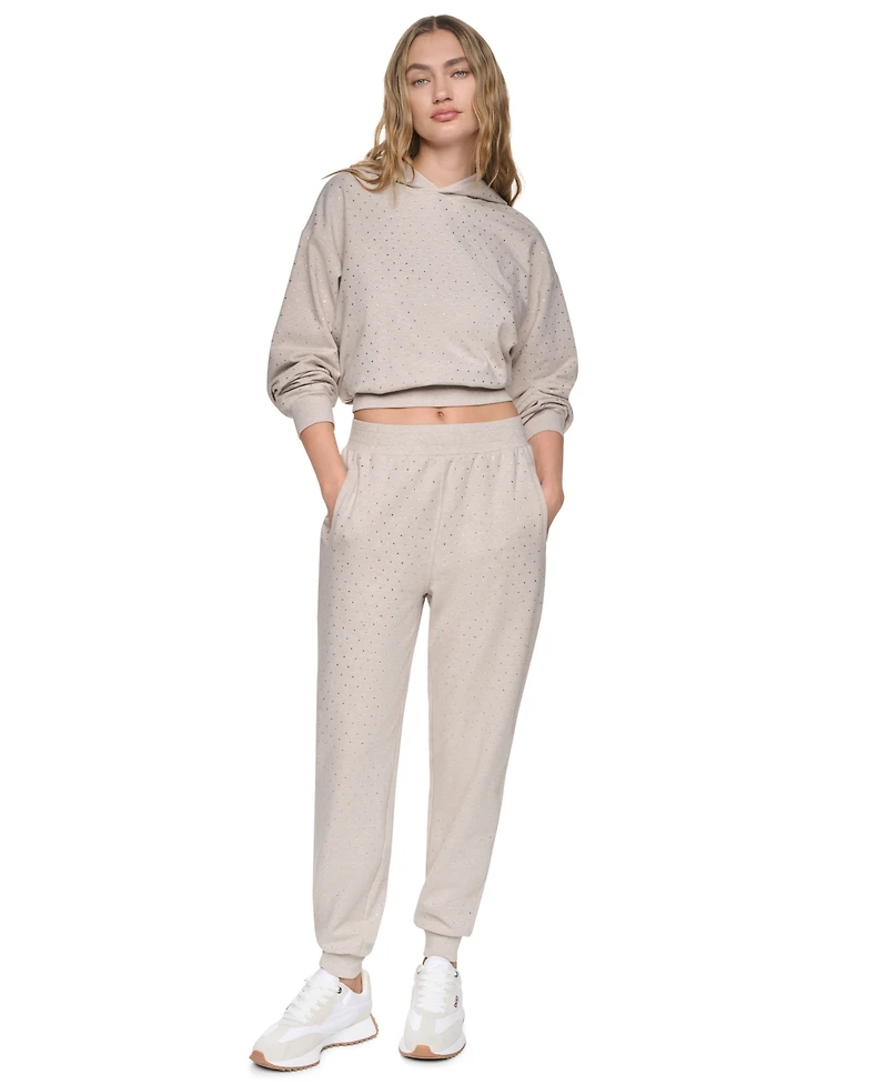 Dkny Jeans Women's Rhinestone High-Rise Jogger Pants