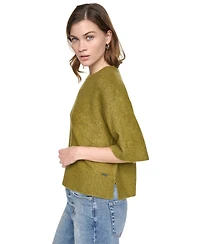 Dkny Jeans Women's Rugby Short-Sleeve Crewneck Boxy Sweater
