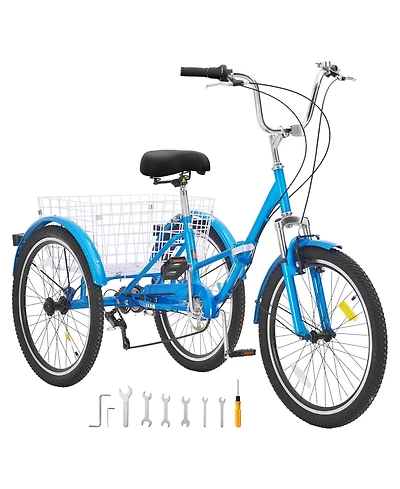 Vevor Folding Adult Tricycle 7-Speed Adult 3 Wheel Trikes Carbon Steel