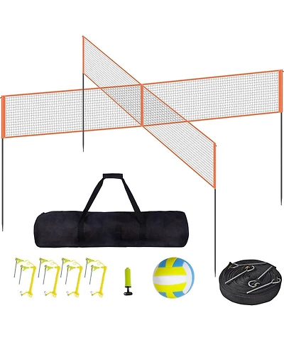 Vevor 4-Way Volleyball Net Adjustable Volleyball Game Set with Ball Carry Bag