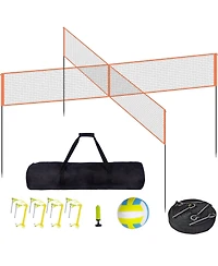 Vevor 4-Way Volleyball Net Adjustable Volleyball Game Set with Ball Carry Bag