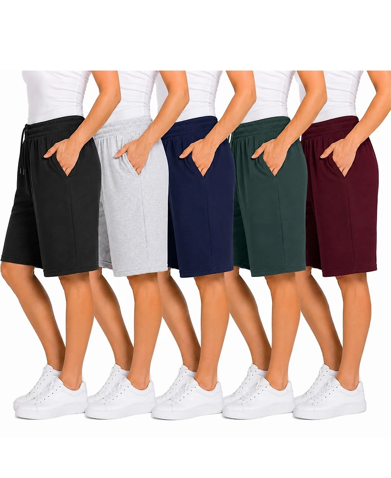 Blue Ice Women's Loose Fit Cotton Blend Lounge Shorts- 5-Pack