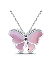 Macy's Pink Shell Inlay Fine Silver-Plated Butterfly Slide Necklace