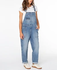 Celebrity Pink Juniors' Wide-Leg Denim Boyfriend Overalls