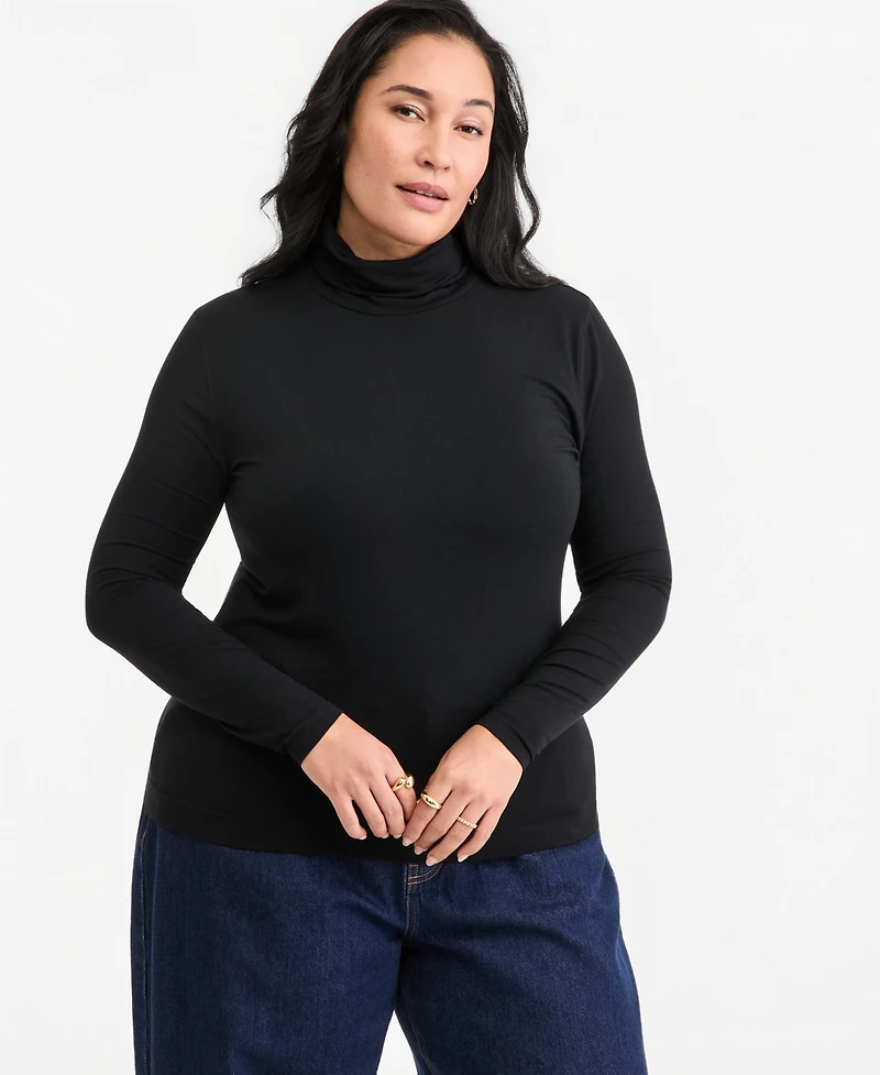 On 34th Plus Modal-Blend Mockneck Long-Sleeve Top, Macy's Exclusive