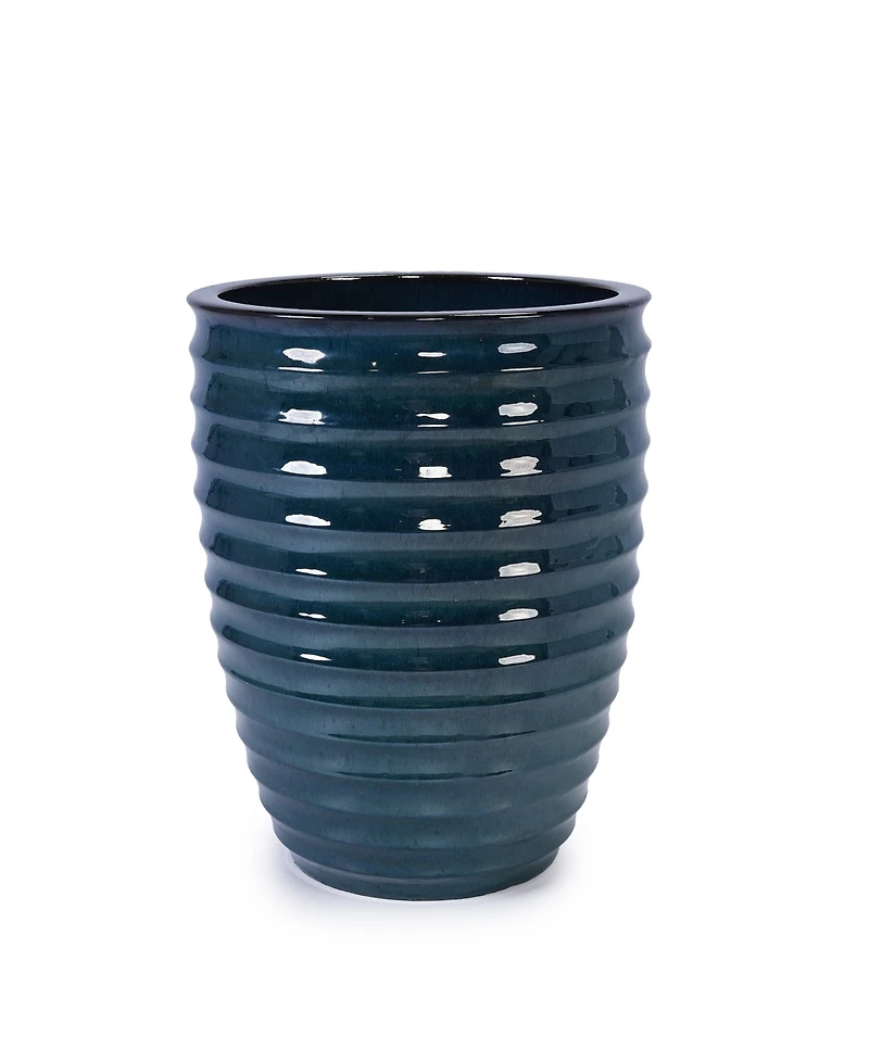 Clihome Large 17-Inch Ceramic Planter Pot - Handmade with Ice-Crack & Ripple Texture for Monstera, Fiddle Leaf Fig