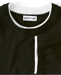 Lands' End Women's Double Trim Cotton Crew Neck Tee Sweater
