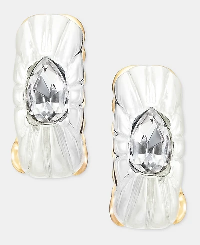 Anne Klein Small Crystal Reversible Hoop Earrings, 0.6"
