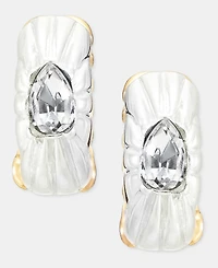 Anne Klein Small Crystal Reversible Hoop Earrings, 0.6"