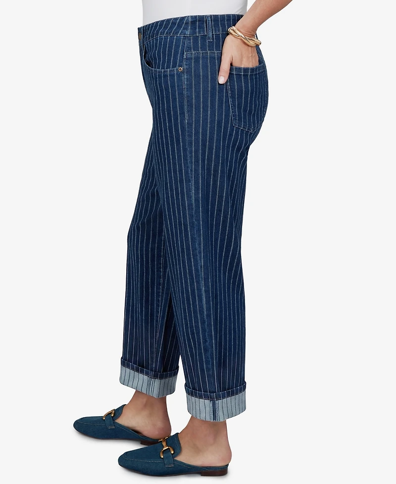 Ruby Rd. Plus Pinstripe Wide Cuff Denim Jean