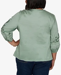 Ruby Rd. Plus Embroidered Sleeve Voile Top