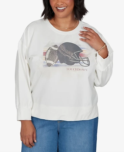 Ruby Rd. Plus Football Graphic Terry Sweatshirt