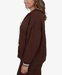 Ruby Rd. Plus Stripe Trim Drawstring Pullover Top