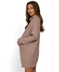Pinkblush Women's Taupe Funnel Neck Dolman Sleeve Mini Dress