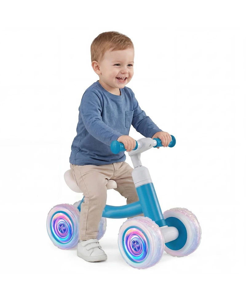 Slickblue Kids Balance Bike with Adjustable Handlebar, Seat And Led Wheels