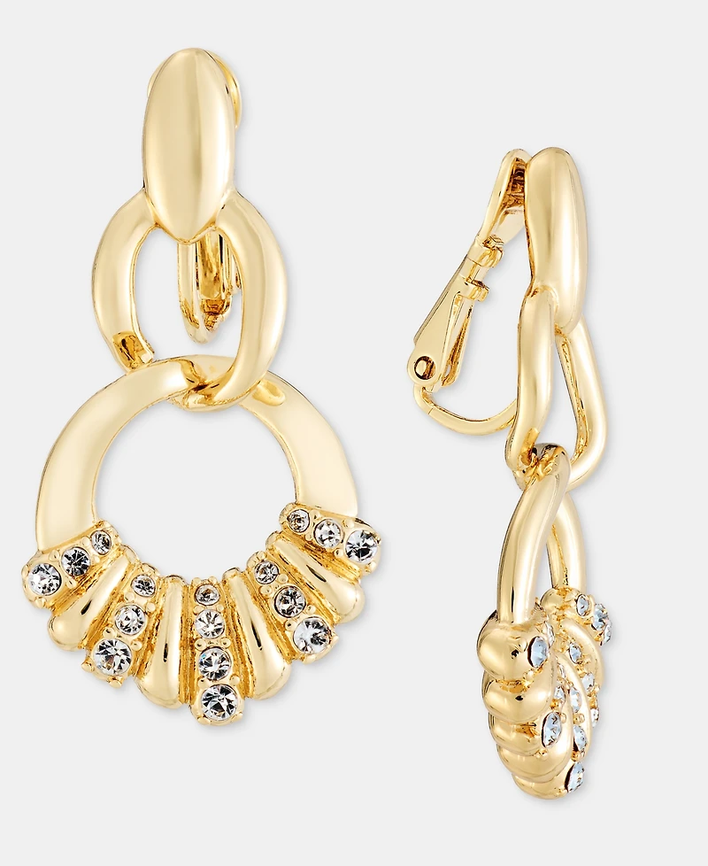 Anne Klein Pave Open Link Clip-On Drop Earrings