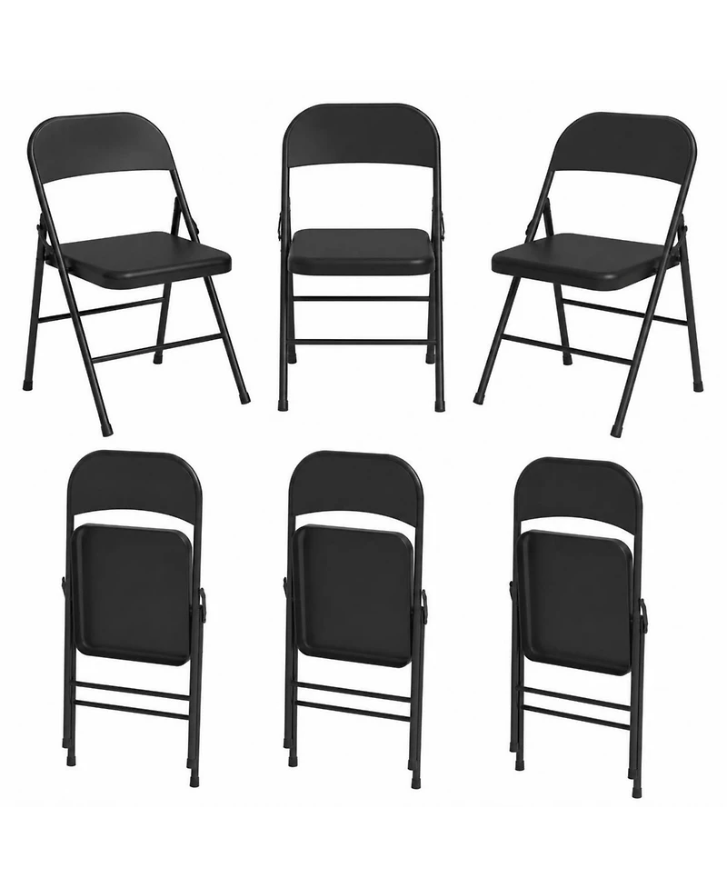 homfan Set of Folding Metal Chairs with Padded Seats and Backs, 350 lb Capacity, Stackable