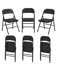 homfan Set of Folding Metal Chairs with Padded Seats and Backs, 350 lb Capacity, Stackable