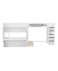 Streamdale Furniture L-Shaped 3-in-1 Gaming Bunk Bed with Desks, Charging Station and Storage