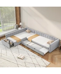 Streamdale Furniture L-Shaped Upholstered Twin Daybed with Trundle and Drawer