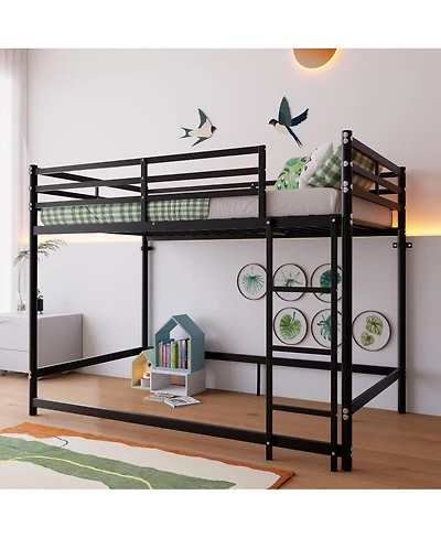 Streamdale Furniture Twin Over Twin Metal Bunk Bed with Ladder and Guardrails