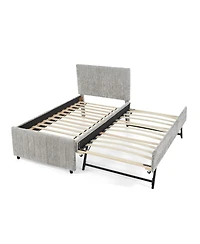 Streamdale Furniture Upholstered Pull-out Trundle Bed with High Padded Back