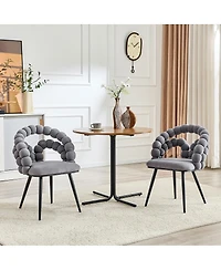 Streamdale Furniture Set of 2 Modern Velvet Bubble Dining Chairs with Metal Legs