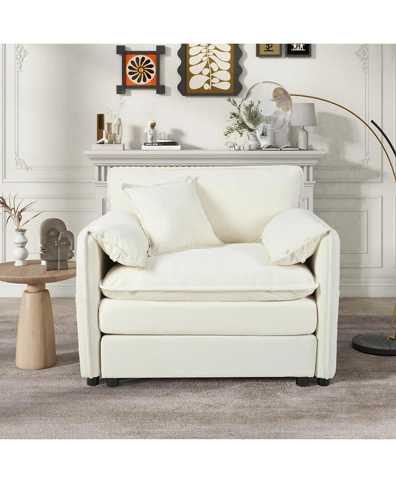 Clihome Oversized 41.73" Sofa Chair, Modern Upholstered Armchair with 1 Toss Pillow, Modular Sectional for Living Room