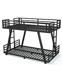 Streamdale Furniture Twin Xl over Twin Xl Metal Bunk Bed with Side Ladders