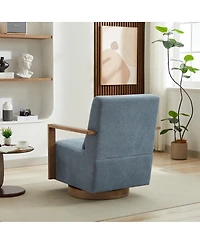 Streamdale Furniture Streamdale Modern Swivel Upholstered Accent Chair with Solid Wood Armrests, Pale Blue