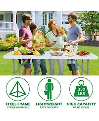 Aofar 4 Feet Folding Table Heavy Duty Plastic Utility Indoor Outdoor Party Dining Lock Function