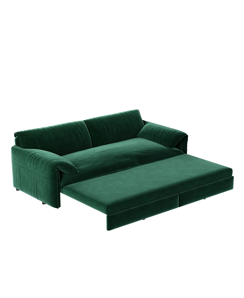 Streamdale Furniture 66" 3-in-1 Convertible Queen Pull-Out Velvet Sleeper Sofa with Storage