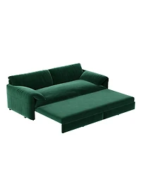 Streamdale Furniture 66" 3-in-1 Convertible Queen Pull-Out Velvet Sleeper Sofa with Storage