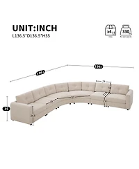 Streamdale Furniture 6-Piece Upholstered Curved Modular Sectional Sofa with Button