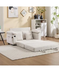 Streamdale Furniture 58" 3-in-1 Upholstered Convertible Futon Sofa Bed with Side Pockets