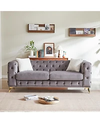 Streamdale Furniture Classic Modern 82.5" Chesterfield Velvet Sofa with Tufted Detailing