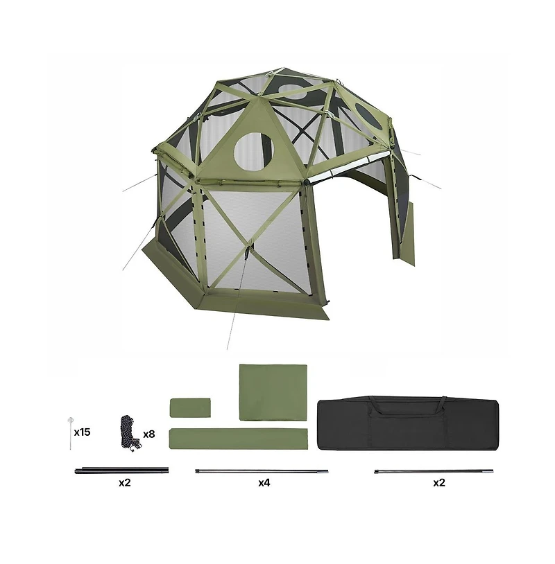 Sugift 13 x 13 feet Pop Up Gazebo Screen Tent 13 Sided Camping Canopy with Mesh Windows Carry Bag