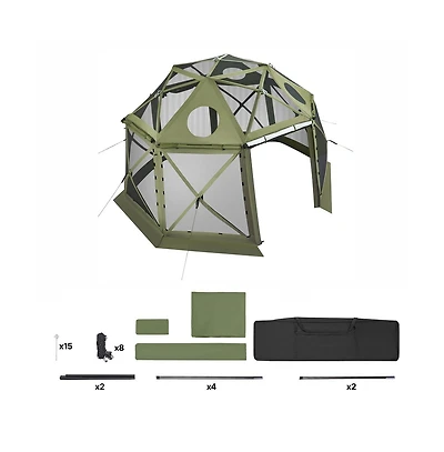 Sugift 13 x 13 feet Pop Up Gazebo Screen Tent 13 Sided Camping Canopy with Mesh Windows Carry Bag