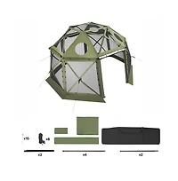 Sugift 13 x 13 feet Pop Up Gazebo Screen Tent 13 Sided Camping Canopy with Mesh Windows Carry Bag