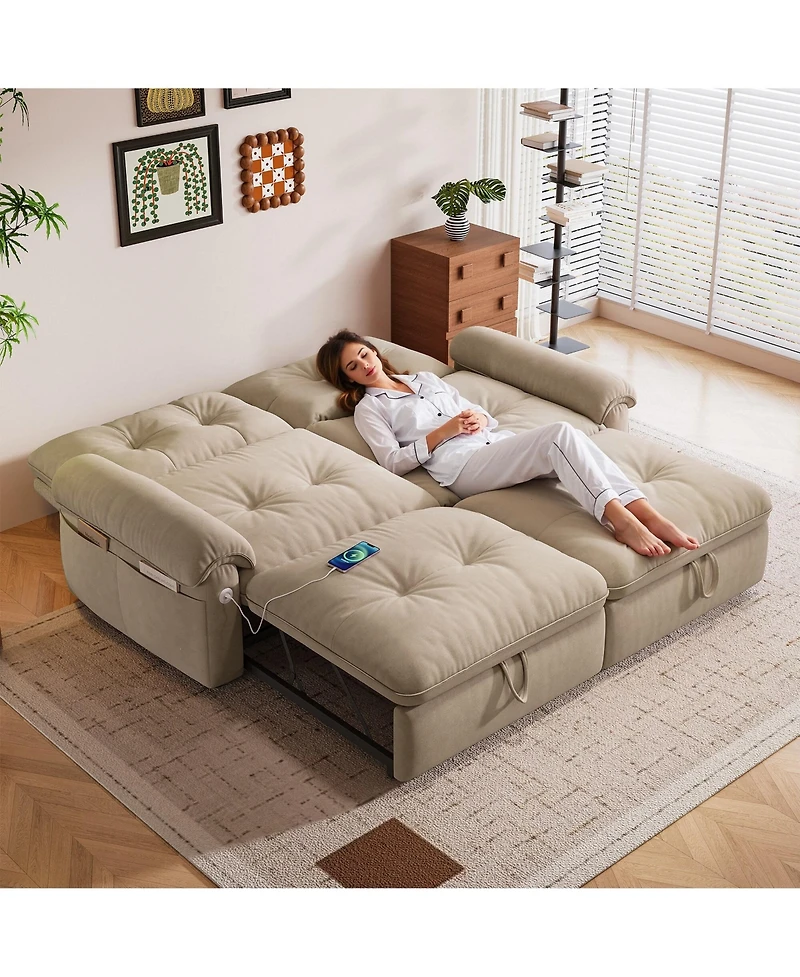 Clihome 77-Inch Convertible Sofa Bed,Made of Cloud-like Fabric, Applicable to Living Rooms, Bedrooms and Apartment