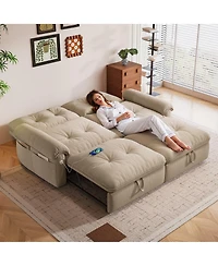 Clihome 77-Inch Convertible Sofa Bed,Made of Cloud-like Fabric, Applicable to Living Rooms, Bedrooms and Apartment