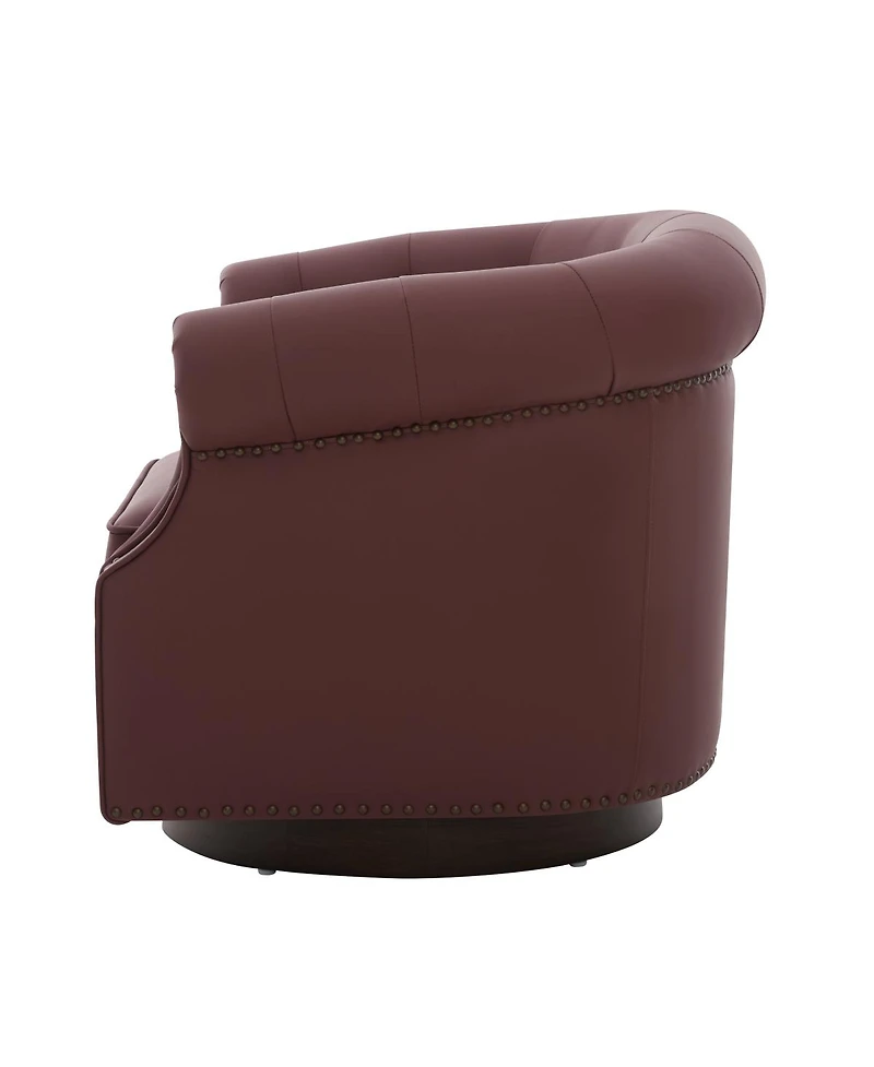 Streamdale Furniture 360 Swivel Pu Leather Accent Chair with Tufted Curved Back