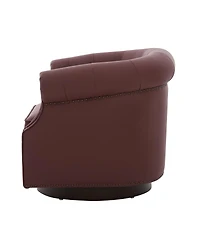 Streamdale Furniture 360 Swivel Pu Leather Accent Chair with Tufted Curved Back