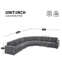 Streamdale Furniture 6-Piece Upholstered Curved Modular Sectional Sofa with Button Tufted Back
