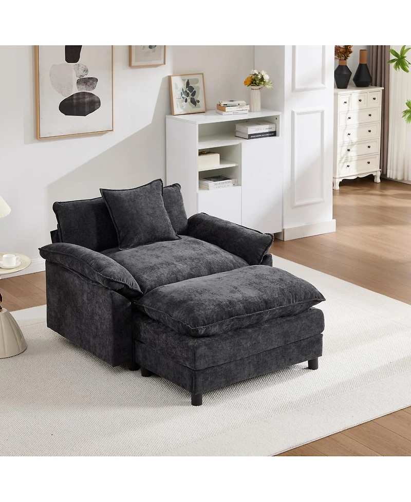 Streamdale Furniture Modern Chenille Accent Chair with Ottoman