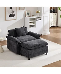 Streamdale Furniture Modern Chenille Accent Chair with Ottoman