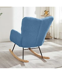 Streamdale Furniture Streamdale Tufted Teddy Fabric Rocking Chair with Metal Frame