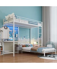 Streamdale Furniture Twin Over Twin Metal Bunk Bed with Ladder and Guardrail
