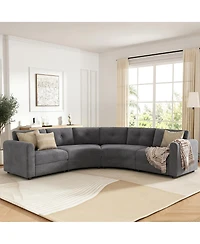 Streamdale Furniture 4-Piece Upholstered Curved Modular Sectional Sofa with Button Tufted Back