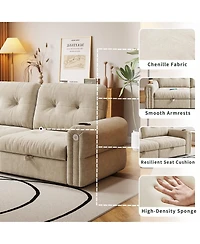 Boyel Living 77" Chenille Convertible Sofa Bed, 2-in-1 Pull Out Couch with Steel Frame, 600 lbs Capacity for Room